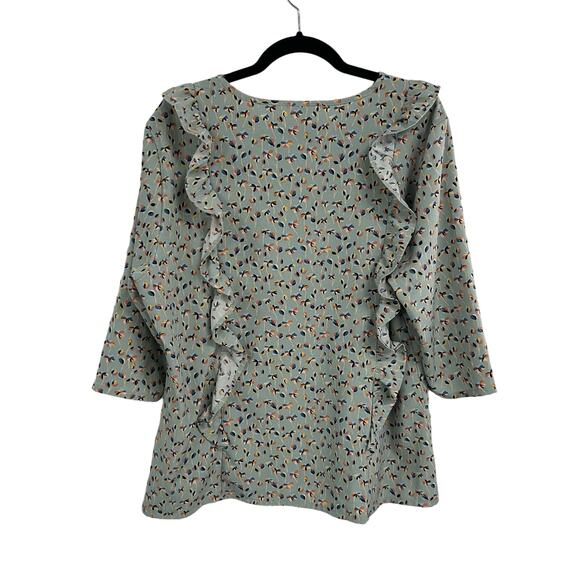 Michelle McDowell Multicolor Floral Print 3/4 Sleeve Ruffle Top Womens XL - Picture 3 of 4